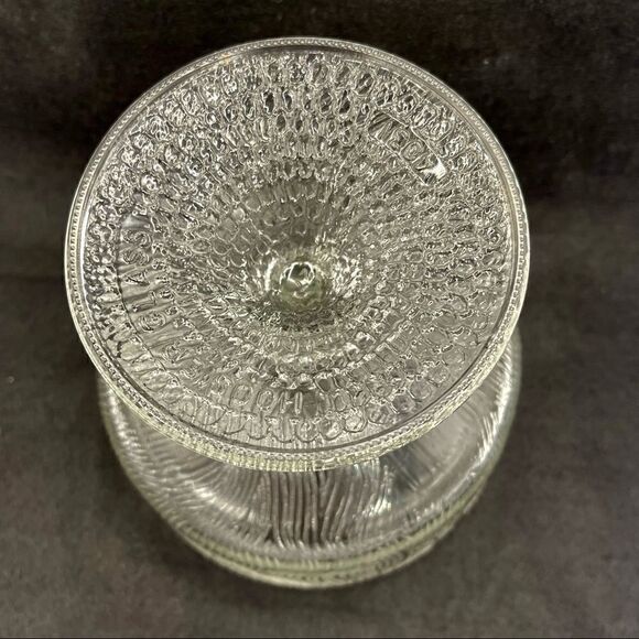 Vintage Hoosier Glass Wavy Clear Pedestal Candy Dish Compote - Picture 11 of 13